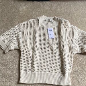 Abercrombie & Fitch Cream Crew Neck Sweater with Waffle Knit